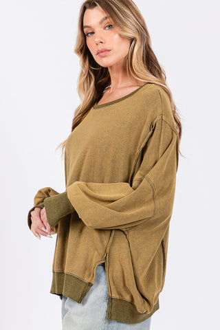 Mineral Wash Side Slit Oversized Sweatshirt sweatshirt