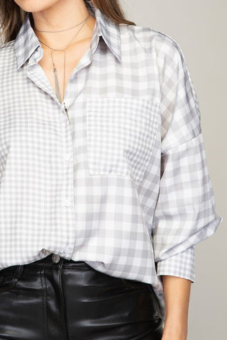 Plaid shirt with a pocket Grey shirt