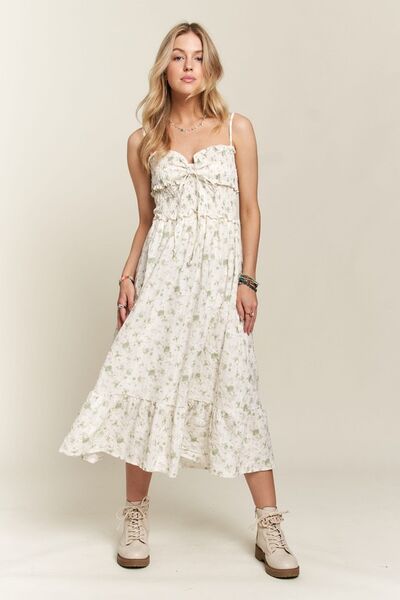 Smocked Floral Sweetheart Neck Cami Dress Dress