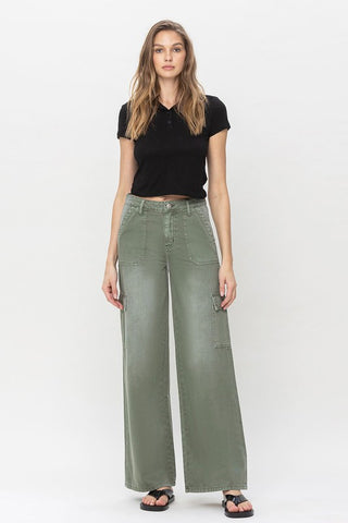 High Rise Utility Cargo Wide Jeans