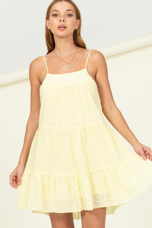 Eyelet Tiered Cami Dress YELLOW Dress