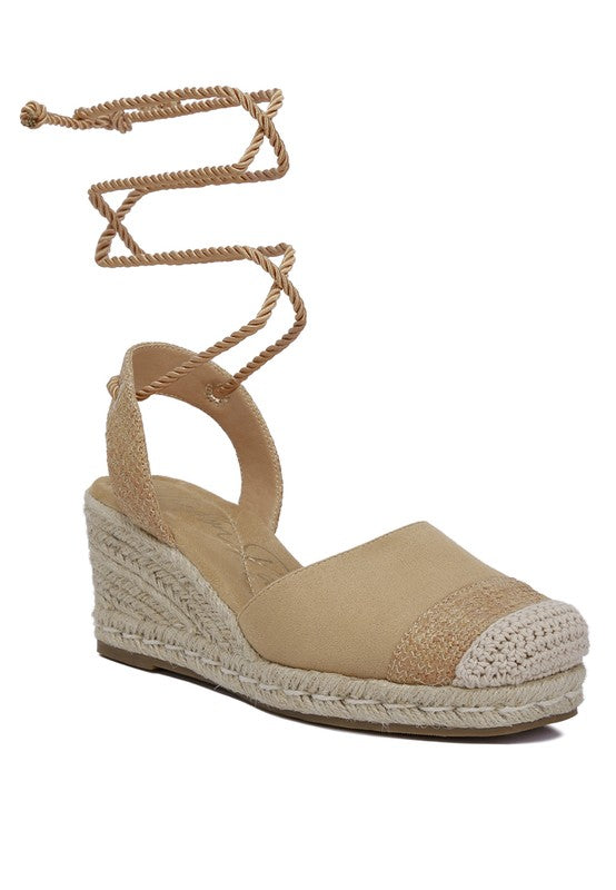 Aiden Lace-Up Crochet Espadrilles Tan espadrilles