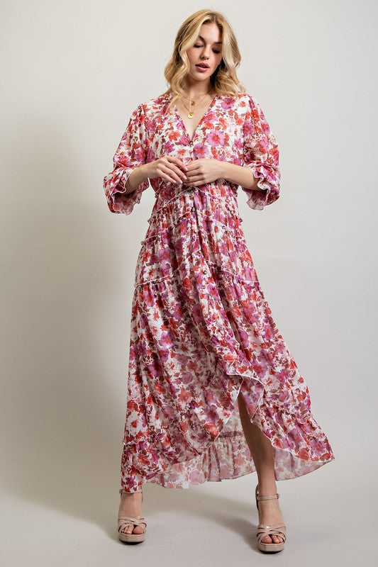 Bohemian High Low Floral Maxi Dress Dresses