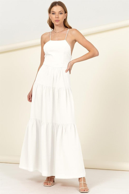 Said Yes Tiered Maxi Dress OFF WHITE S Dress