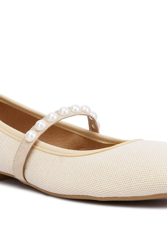 Sassie Pearl Embellished Ballerina Flats flats