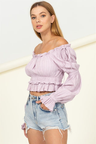 Dipped in Sugar Flounce Hem Blouse Top