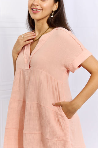 HEYSON Easy Going Full Size Gauze Tiered Ruffle Mini Dress Dress