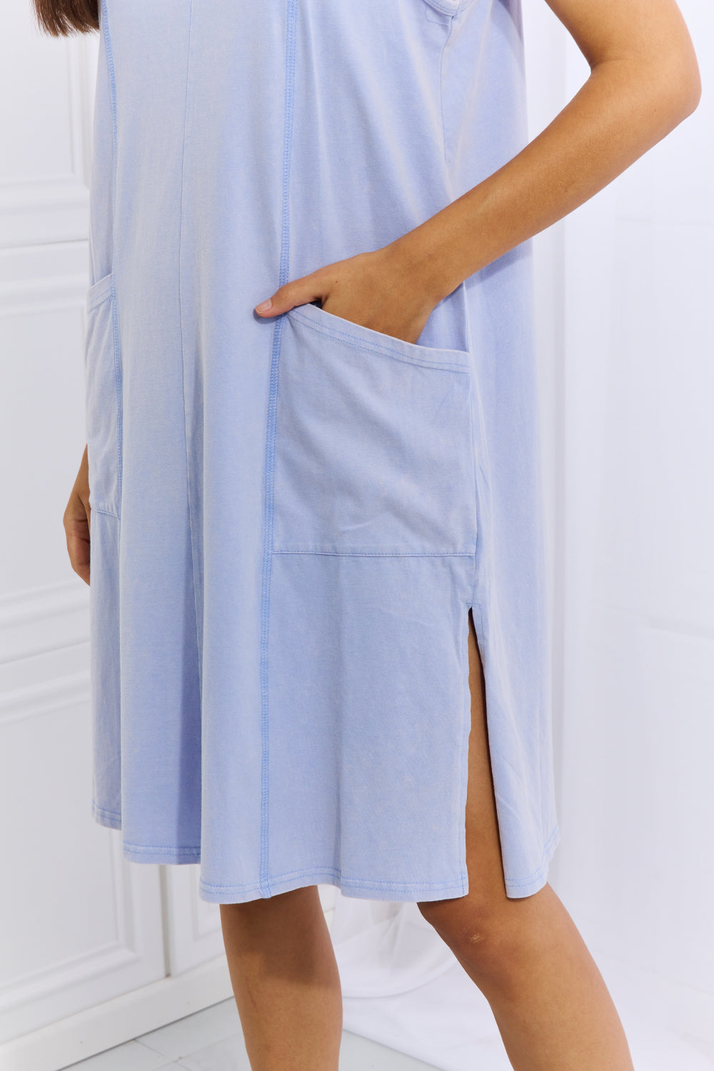 HEYSON Look Good, Feel Good Full Size Washed Sleeveless Casual Dress in Periwinkle Dress