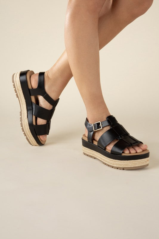 MCLEAN-S ESPADRILLE GLADIATOR SANDALS Black