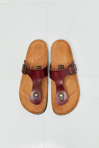 MMShoes Drift Away T-Strap Flip-Flop in Brown Sandals