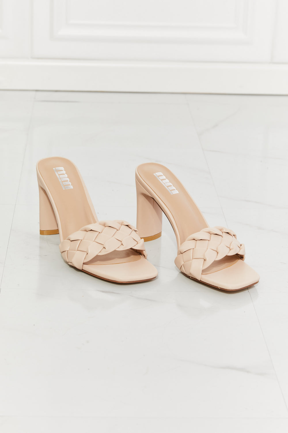 MMShoes Top of the World Braided Block Heel Sandals in Beige Sandals