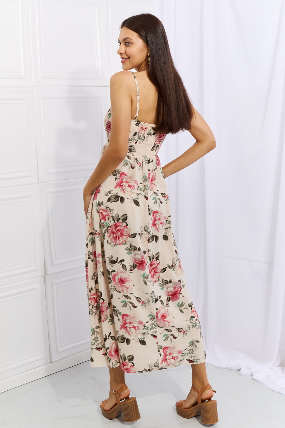 OneTheLand Hold Me Tight Sleevless Floral Maxi Dress in Pink Dress