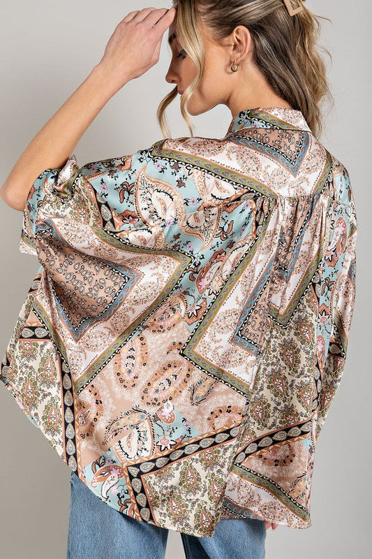 PRINTED HALF SLEEVE BLOUSE TOP Shirt