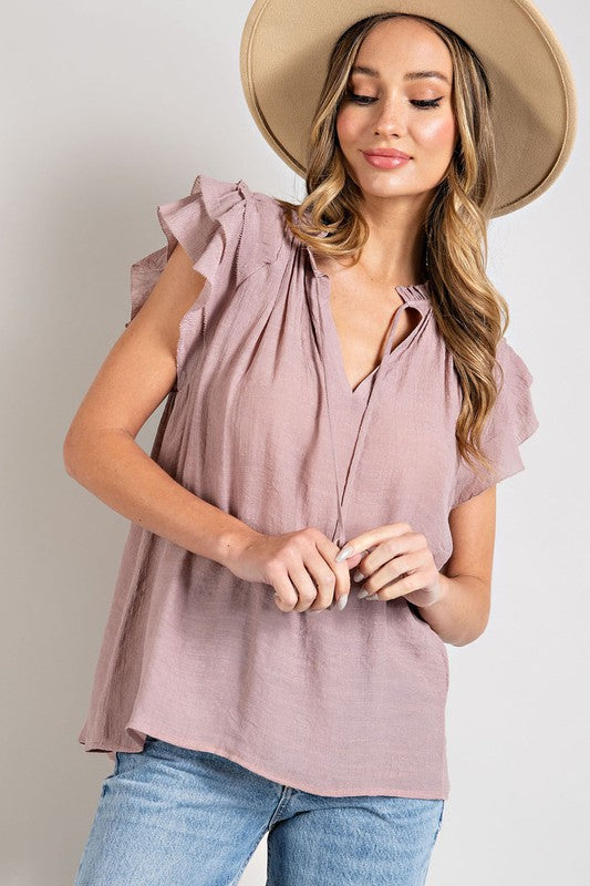 Ruffle Sleeve Blouse Top