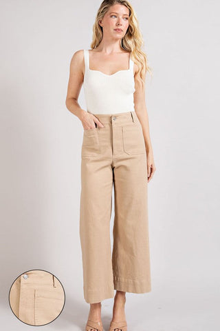 Soft Washed Wide Leg Pants TAUPE Pants