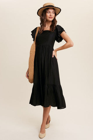 Square Neck Ruffled Short Sleeve Maxi Dress Dress