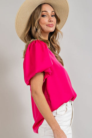 V Neck puff sleeve blouse top Top
