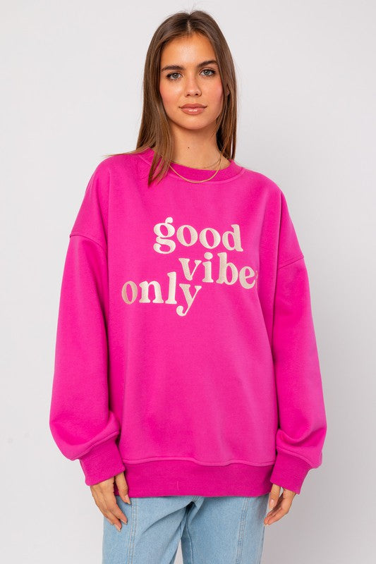 Good Vibes Only Oversized Sweatshirt PINK sweatshirt