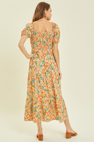 Full Size Floral Smocked Tiered Midi Dress Dress