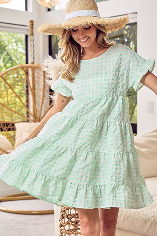 Ruffled Hem Short Sleeve Tiered Dress Dress