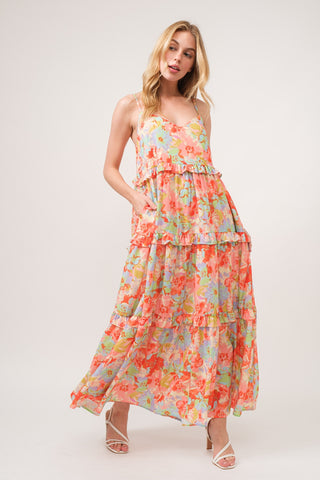 And The Why Floral Ruffled Tiered Maxi Cami Dress Dress