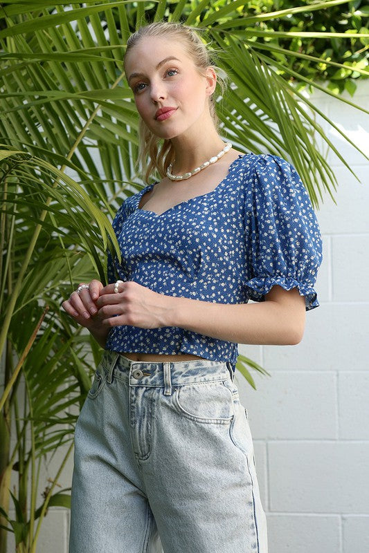 Floral puff sleeve top Top