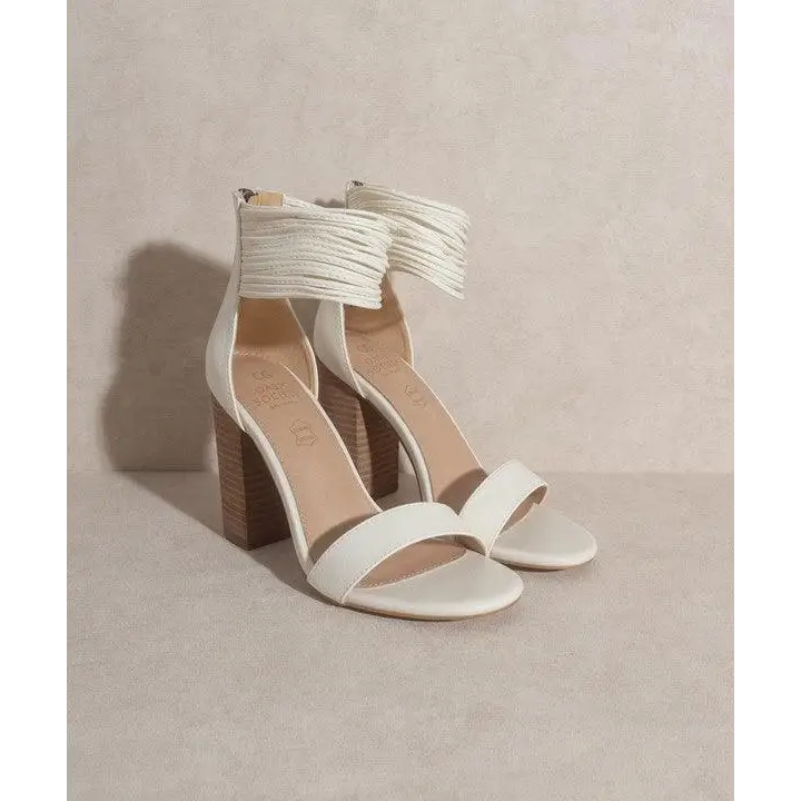 OASIS SOCIETY Blair - Thick Ankle Strap Block Heel WHITE Heels