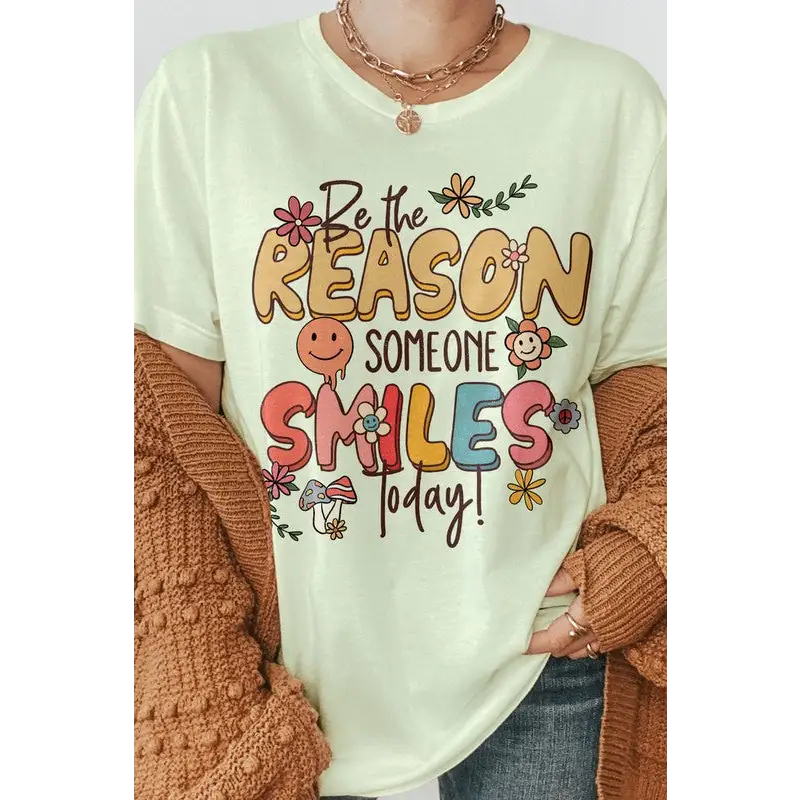 Be the Reason Someone Smiles Today Graphic Tee Citron Graphic Tee
