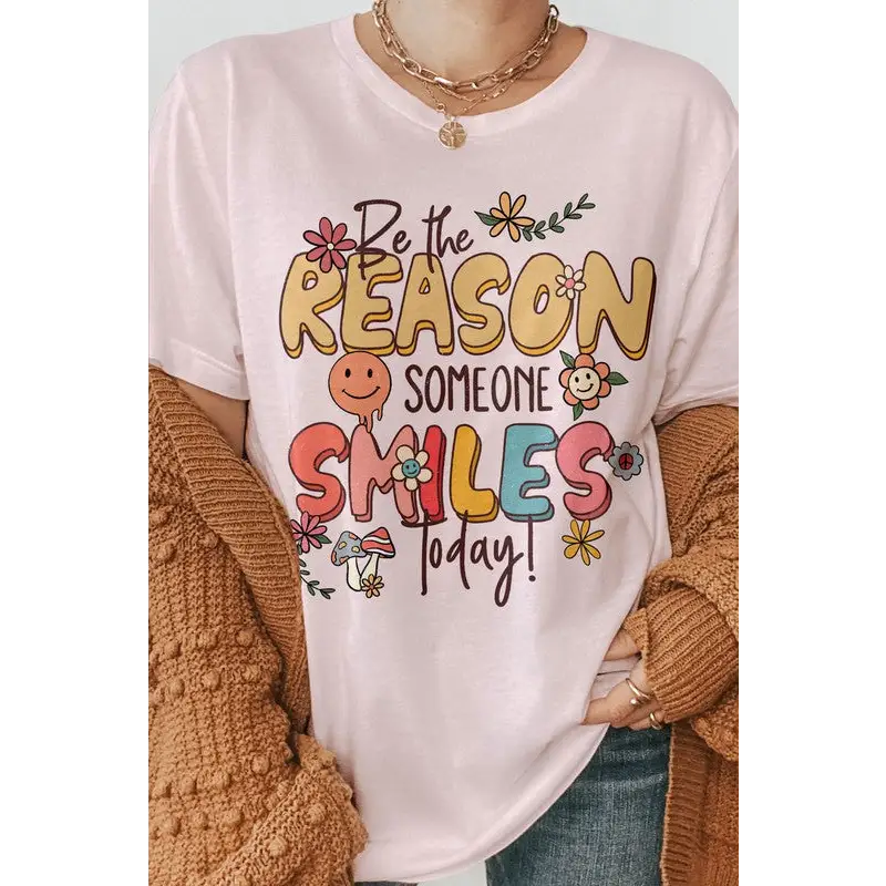 Be the Reason Someone Smiles Today Graphic Tee Soft Pink Graphic Tee