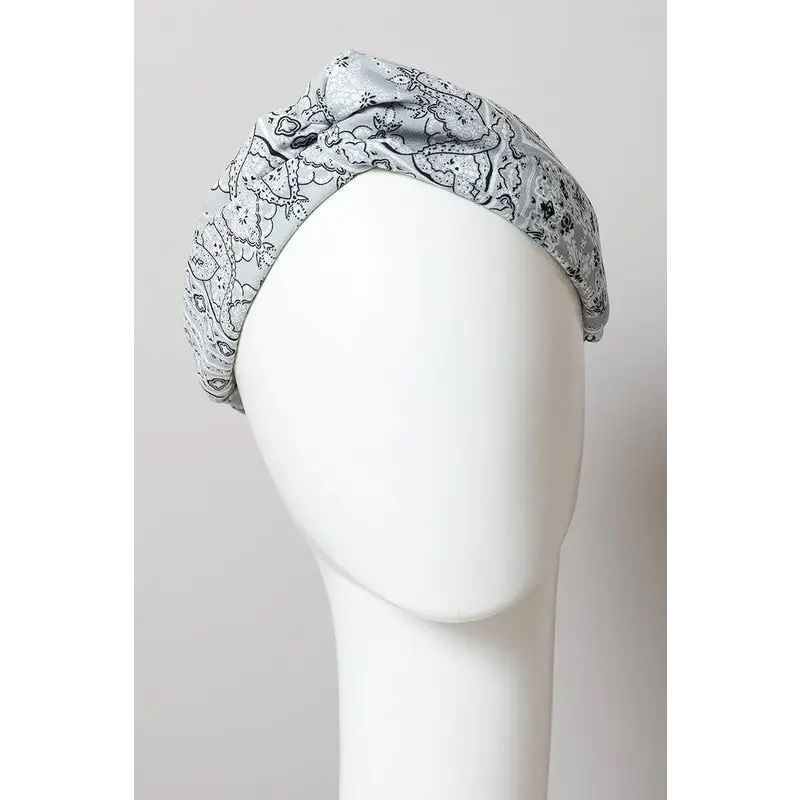 Block Paisley Twist Headwrap Gray Default Hair Accessories