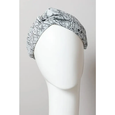Block Paisley Twist Headwrap Gray Default Hair Accessories