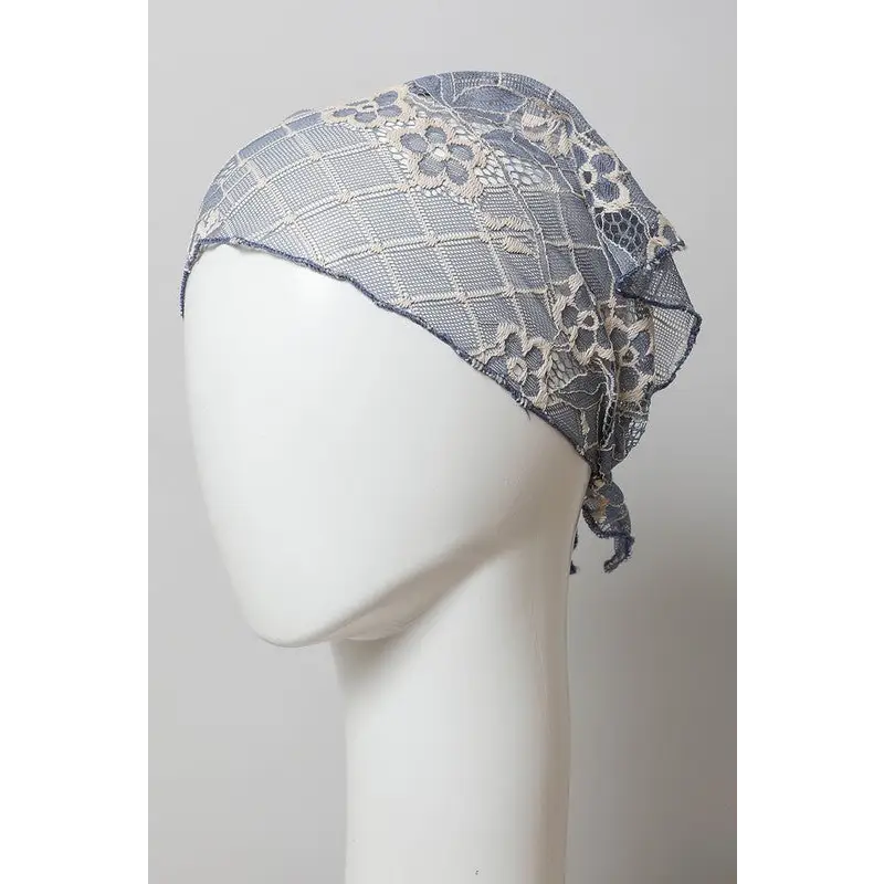 Bohemian Floral Lace Headscarf Blue Default Hair Accessories