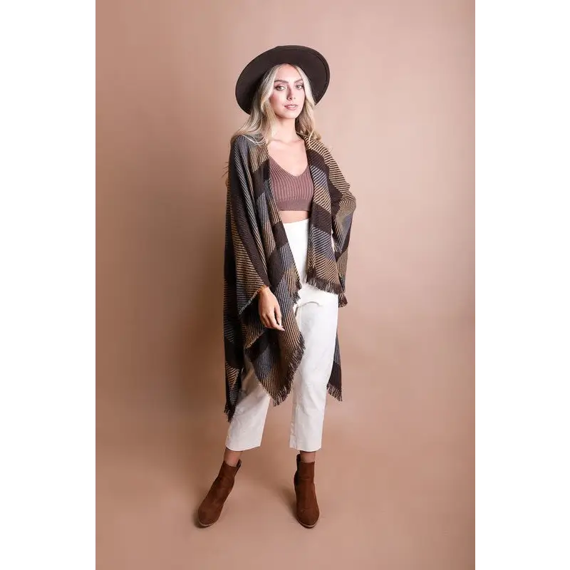 Classic Striped Knit Poncho poncho