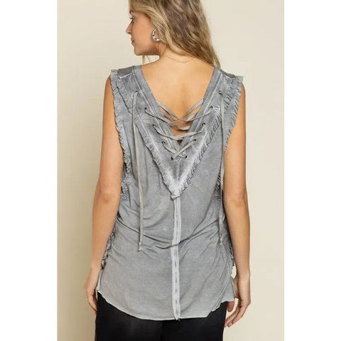Criss-cross Lace-up Open Back Tank Top Top