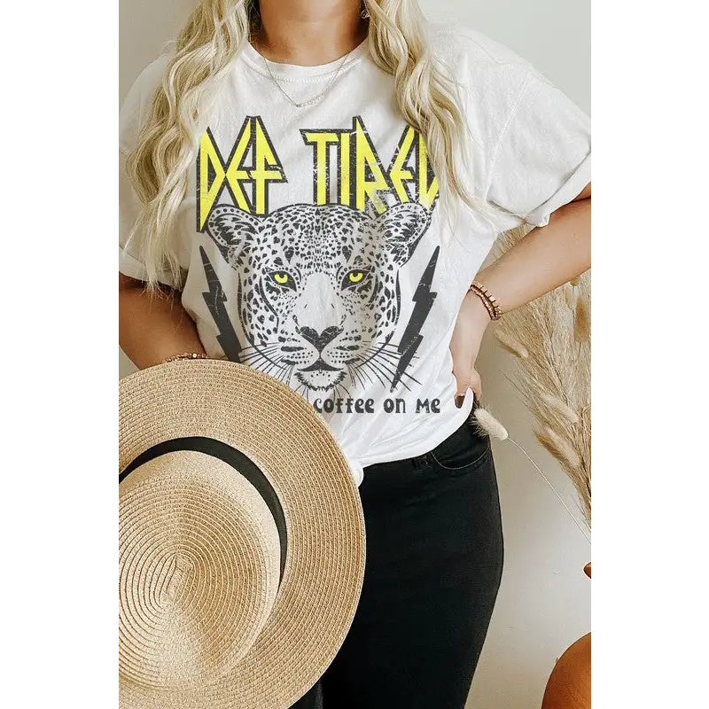 Def Tired Leopard Oversized Graphic Tee Graphic Tee