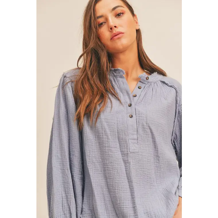 Distressed Button Down Top top
