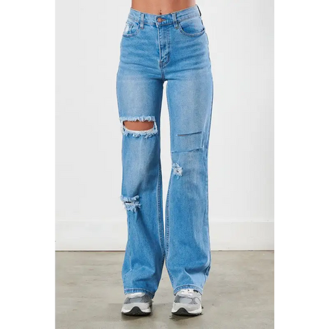 Distressed Wide Leg Jeans Jeans