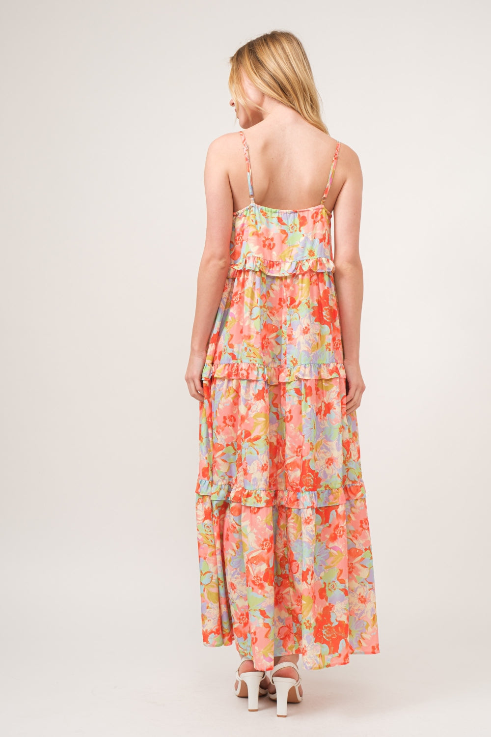 And The Why Floral Ruffled Tiered Maxi Cami Dress Dress