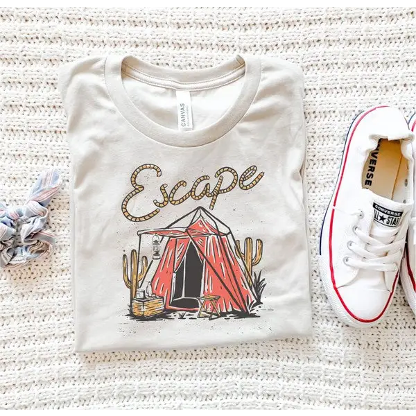 Escape Vintage Camping Boutique Tee Heather Dust Graphic Tee