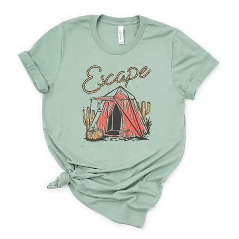 Escape Vintage Camping Boutique Tee Heather sage Graphic Tee
