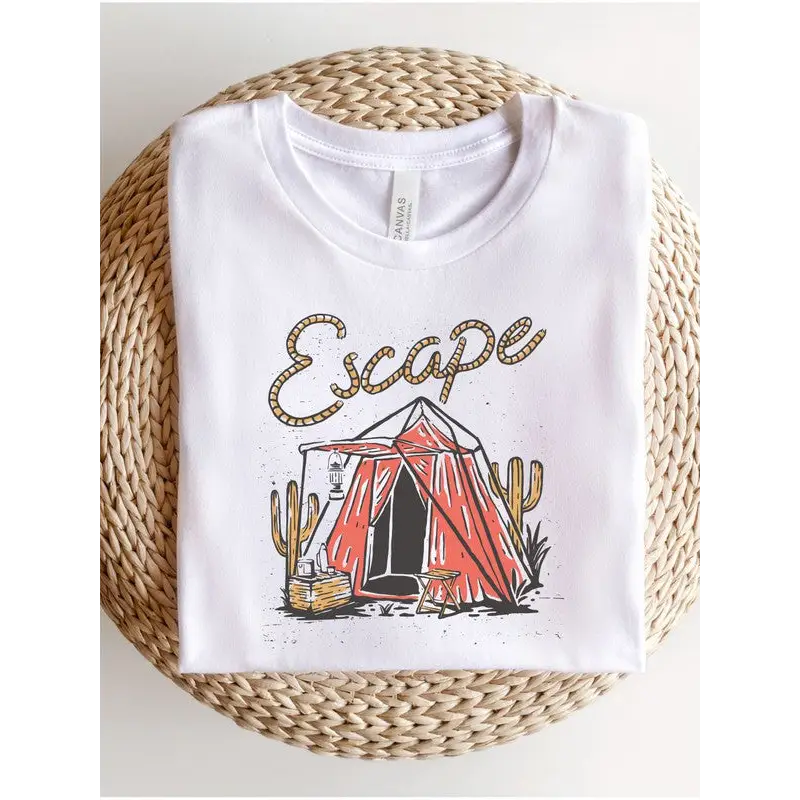 Escape Vintage Camping Boutique Tee White Graphic Tee
