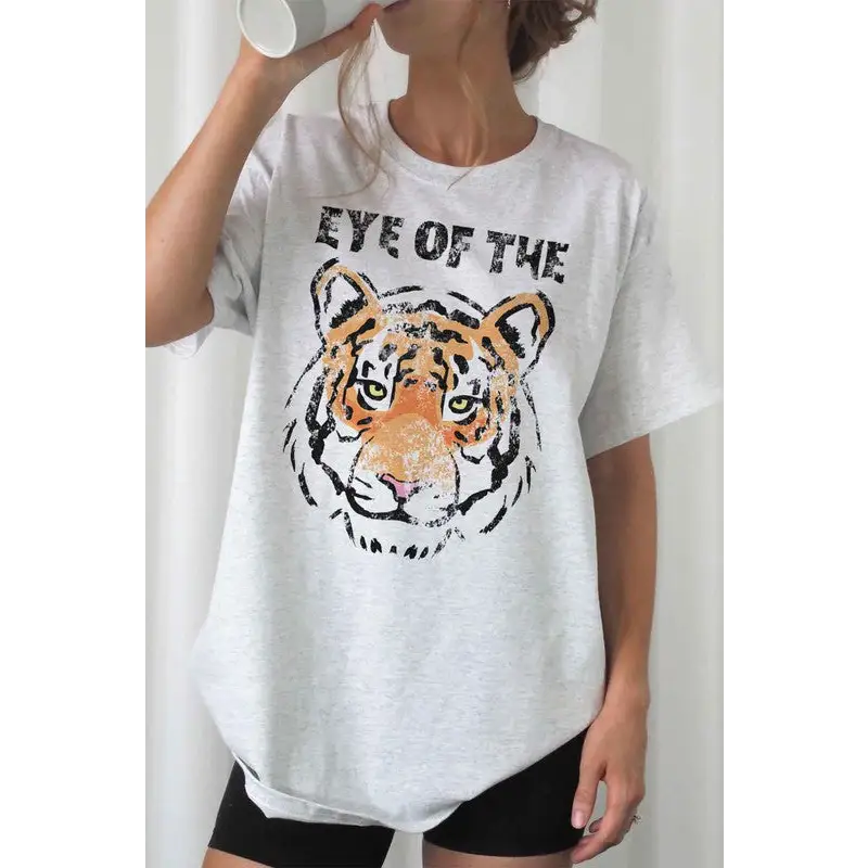 EYE OF THE TIGER GRAPHIC PLUS SIZE TEE / T SHIRT ASH Graphic Tee