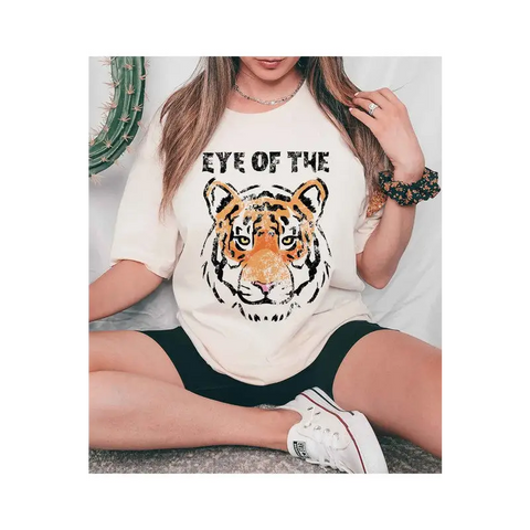EYE OF THE TIGER GRAPHIC PLUS SIZE TEE / T SHIRT IVORY/NATURAL Graphic Tee