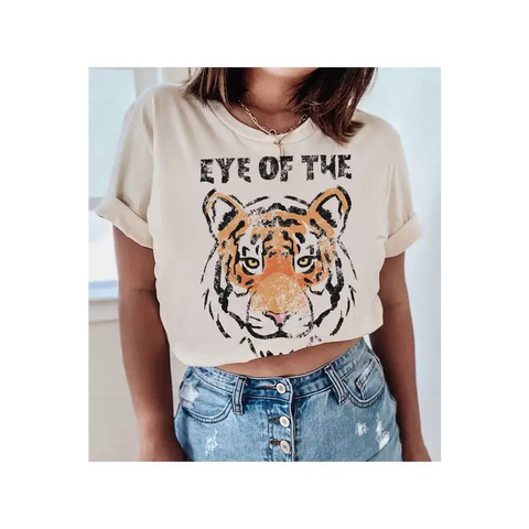EYE OF THE TIGER GRAPHIC PLUS SIZE TEE / T SHIRT SAND Graphic Tee