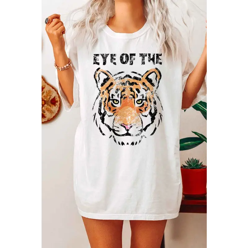 EYE OF THE TIGER GRAPHIC PLUS SIZE TEE / T SHIRT WHITE Graphic Tee