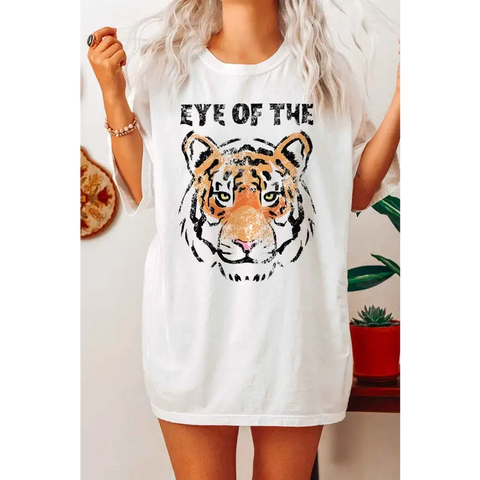 EYE OF THE TIGER GRAPHIC PLUS SIZE TEE / T SHIRT WHITE Graphic Tee