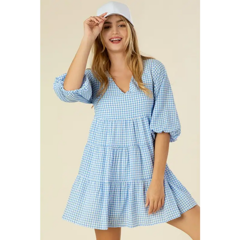 Gingham checked tiered dress Dress