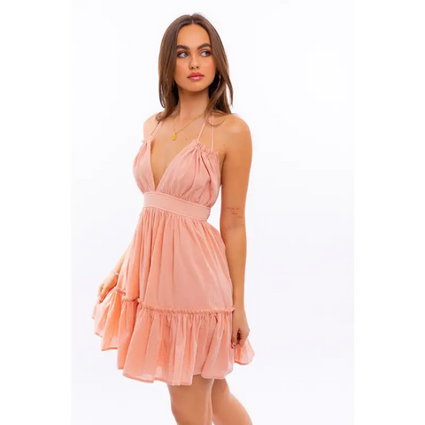 HALTER BABYDOLL TIERED MINI DRESS Dress