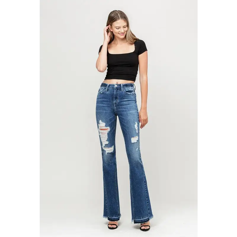 High Rise Distressed Released Hem Flare Jeans FAREWELL Jeans