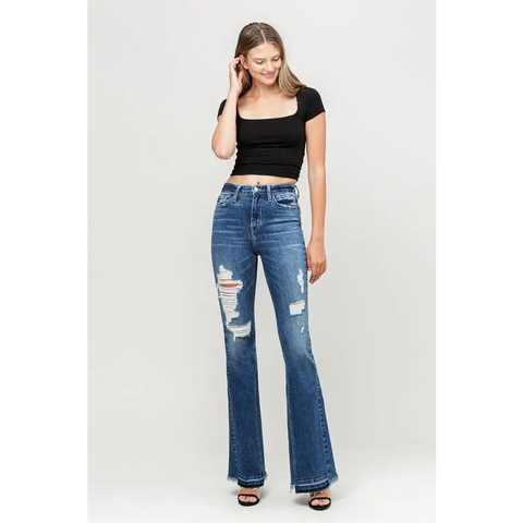 High Rise Distressed Released Hem Flare Jeans FAREWELL Jeans